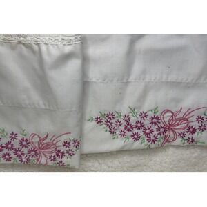 Vintage Dan River Pillowcase Set King Size White Floral Embroidered Muslin Lace